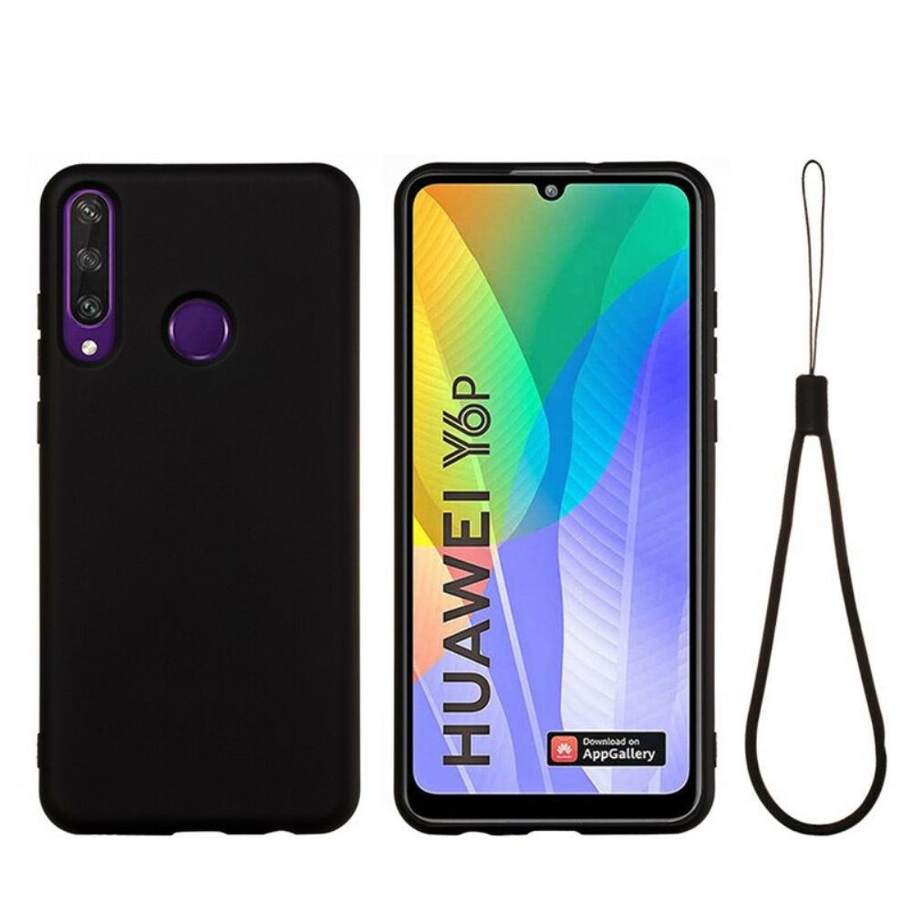 Handyhülle Für Huawei Y6p Flüssigsilikon Mit Lanyard