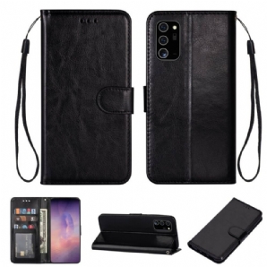 Flip Case Für Samsung Galaxy Note 20 Mit Kordel Armband Der Einfarbigen Serie