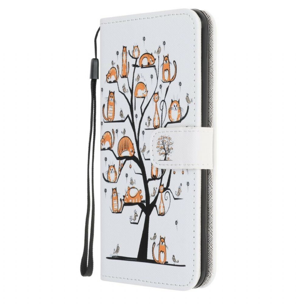 Flip Case Für Samsung Galaxy Note 20 Mit Kordel Funky Cats Mit Riemen