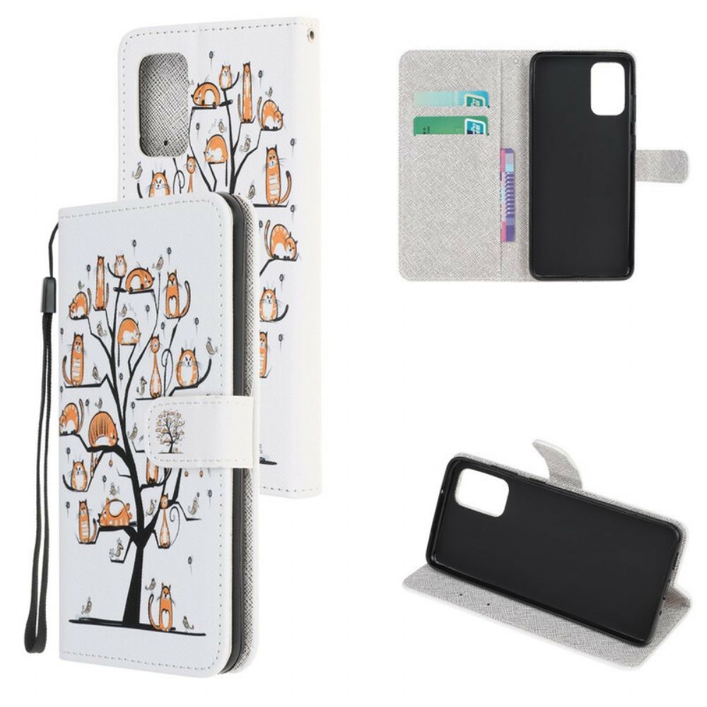 Flip Case Für Samsung Galaxy Note 20 Mit Kordel Funky Cats Mit Riemen