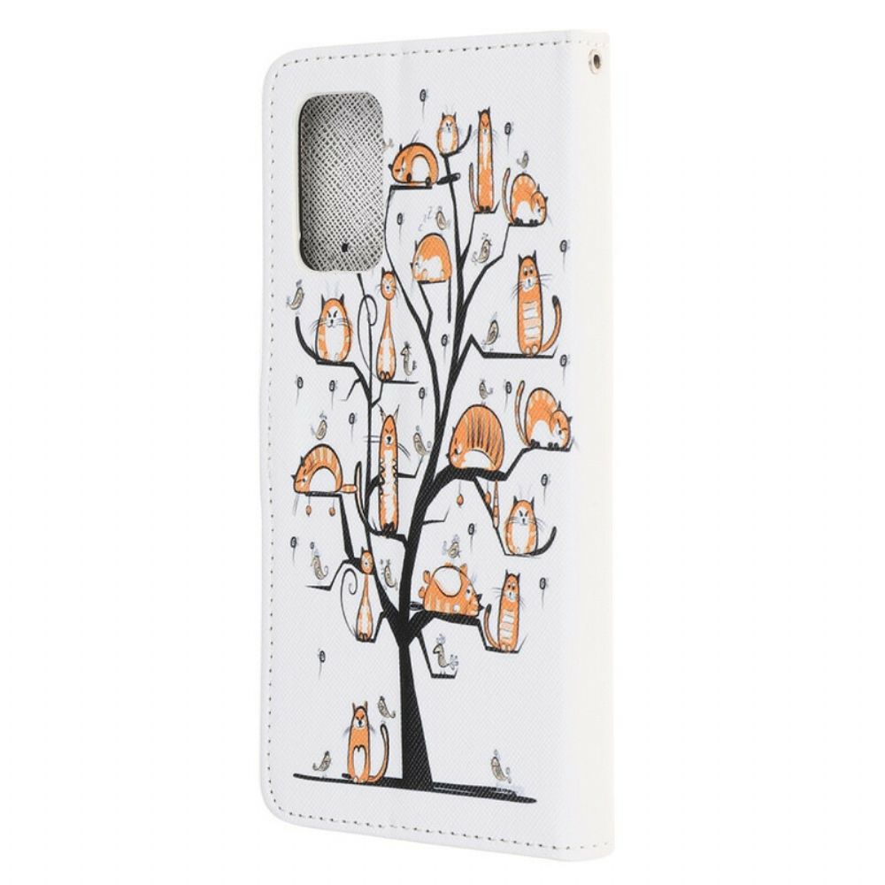 Flip Case Für Samsung Galaxy Note 20 Mit Kordel Funky Cats Mit Riemen