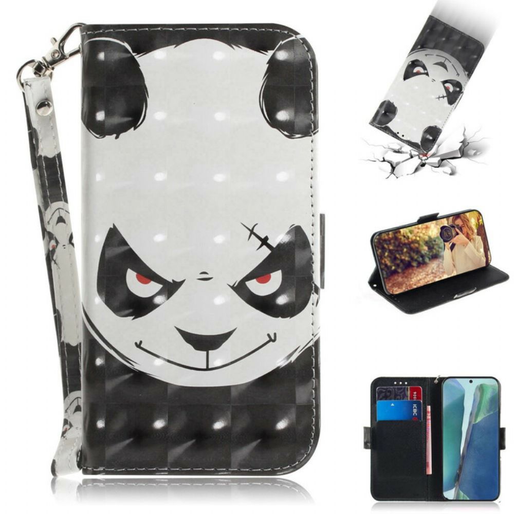 Flip Case Für Samsung Galaxy Note 20 Mit Kordel Wütender Panda Mit Riemen