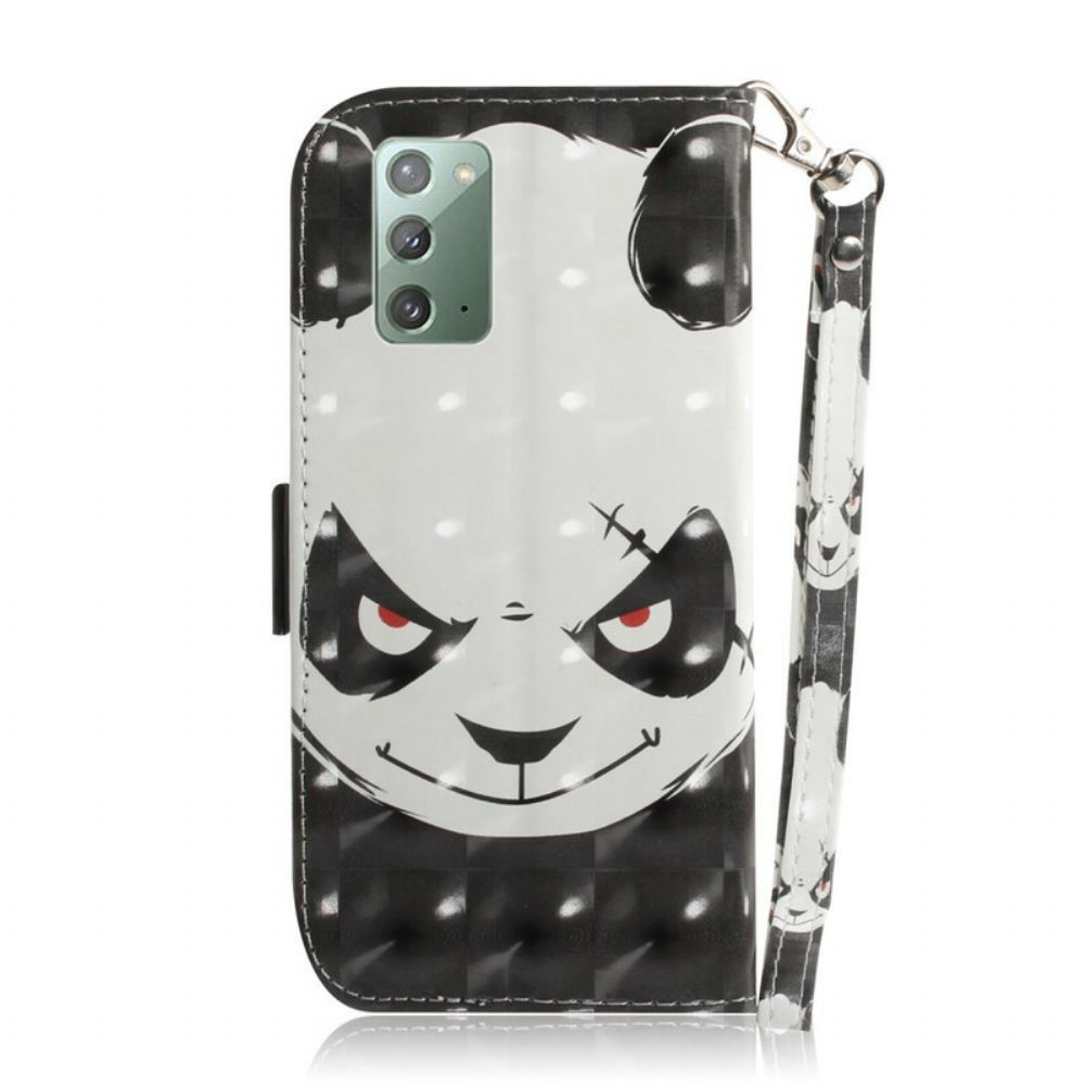 Flip Case Für Samsung Galaxy Note 20 Mit Kordel Wütender Panda Mit Riemen