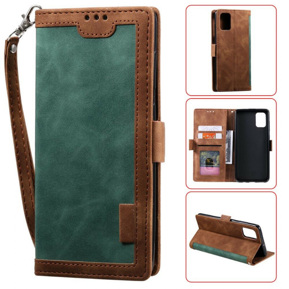 Flip Case Für Samsung Galaxy Note 20 Retro Kunstleder Mit Riemen