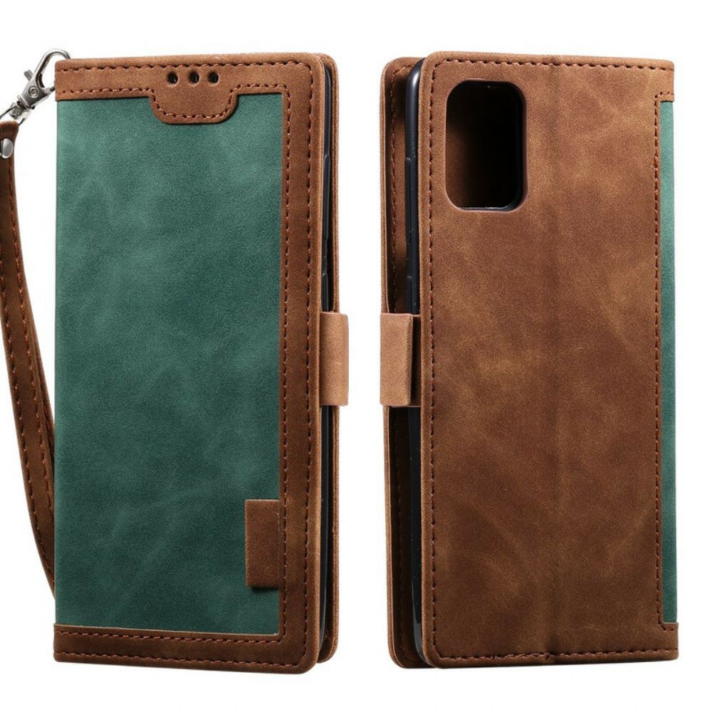 Flip Case Für Samsung Galaxy Note 20 Retro Kunstleder Mit Riemen