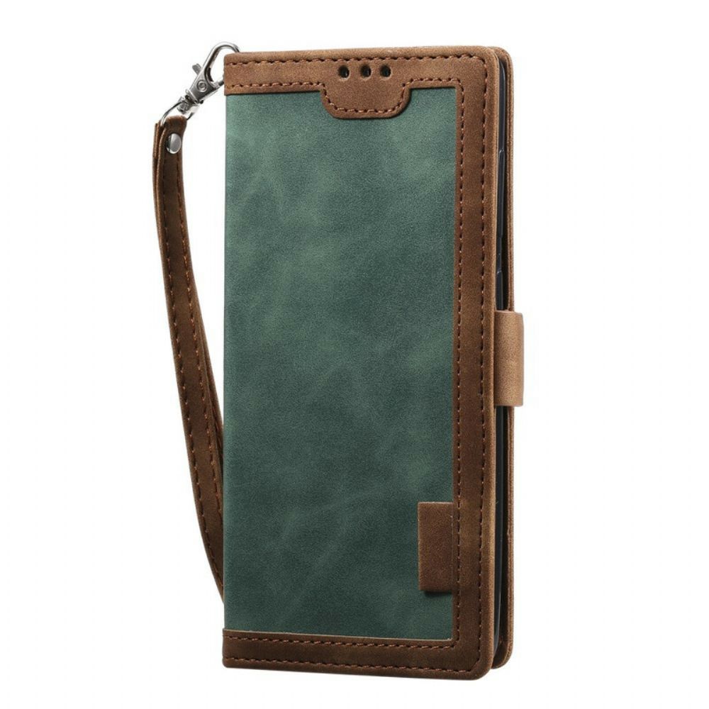 Flip Case Für Samsung Galaxy Note 20 Retro Kunstleder Mit Riemen