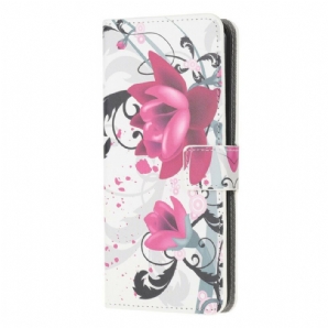 Flip Case Für Samsung Galaxy Note 20 Tropische Blumen