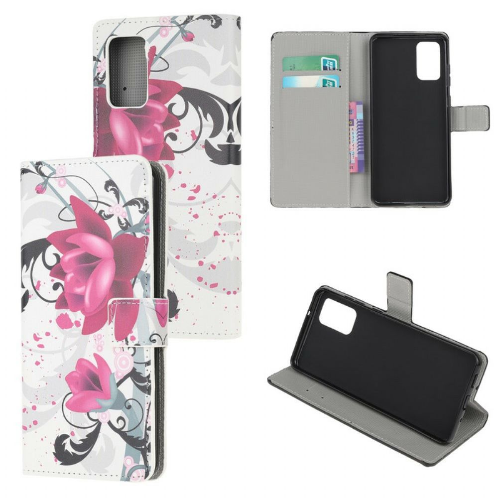 Flip Case Für Samsung Galaxy Note 20 Tropische Blumen