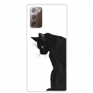 Hülle Für Samsung Galaxy Note 20 Denkende Schwarze Katze