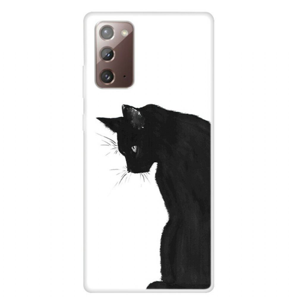 Hülle Für Samsung Galaxy Note 20 Denkende Schwarze Katze