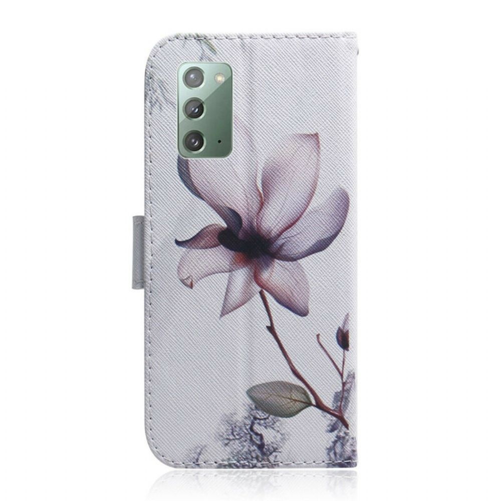 Lederhüllen Für Samsung Galaxy Note 20 Alte Rosenblüte