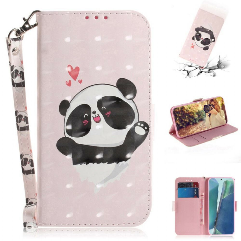 Lederhüllen Für Samsung Galaxy Note 20 Mit Kordel Panda Love Mit Riemen