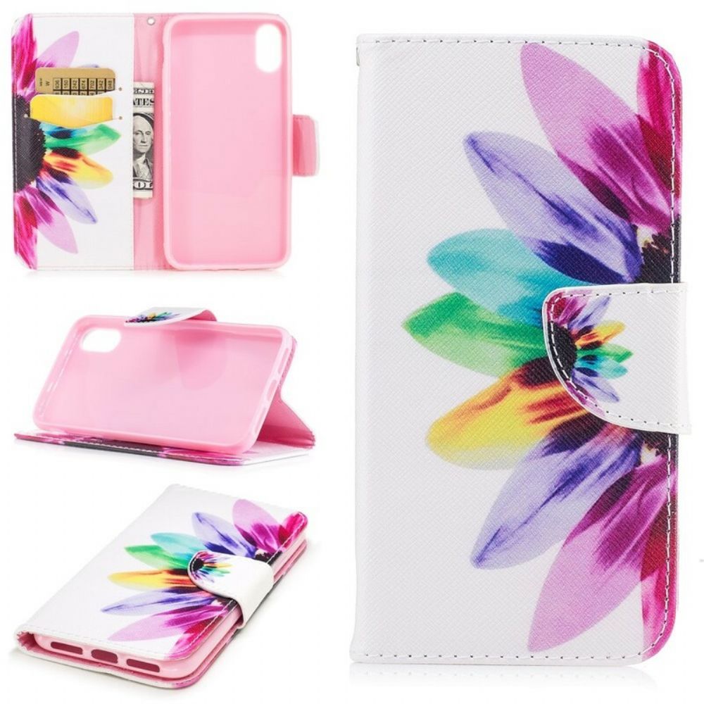 Flip Case Für iPhone X / XS Aquarell Blume