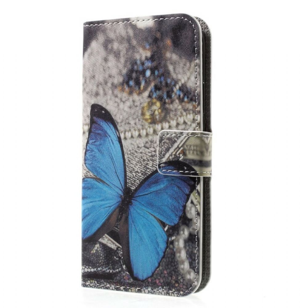 Flip Case Für iPhone X / XS Blauer Schmetterling