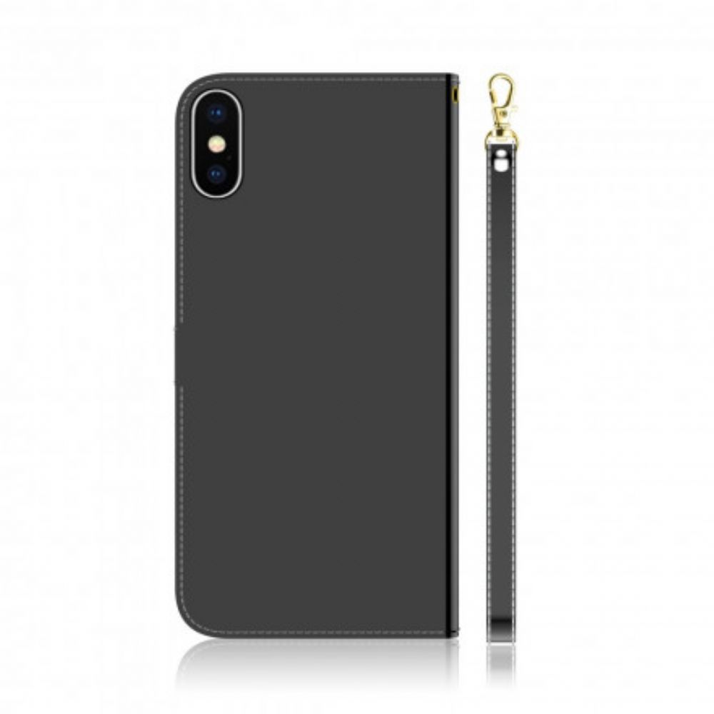 Flip Case Für iPhone X / XS Spiegel Mit Kunstlederbezug