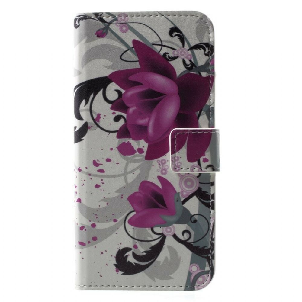 Flip Case Für iPhone X / XS Tropische Blumen