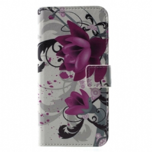 Flip Case Für iPhone X / XS Tropische Blumen