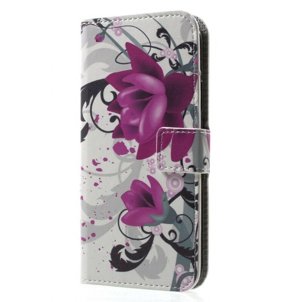 Flip Case Für iPhone X / XS Tropische Blumen