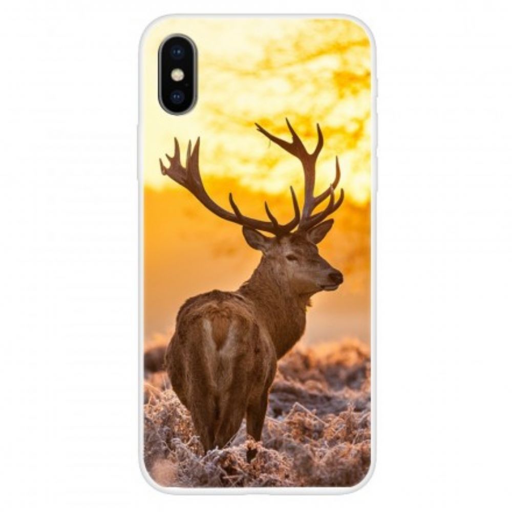 Handyhülle Für iPhone X / XS Hirsch Und Landschaft