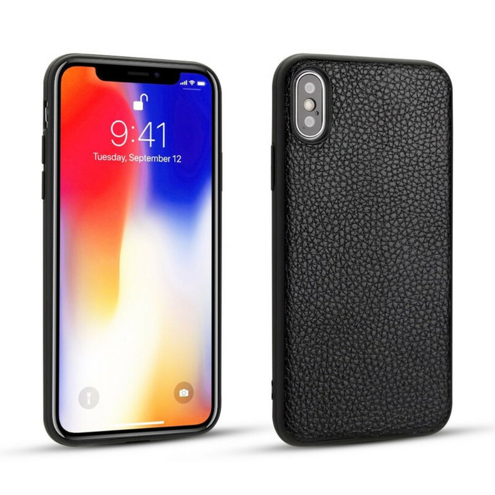 Hülle Für iPhone X / XS Echtes Litschi-leder