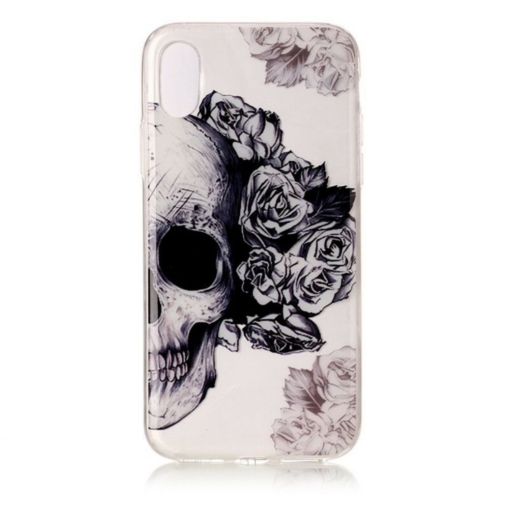 Hülle Für iPhone X / XS Transparenter Blumenschädel