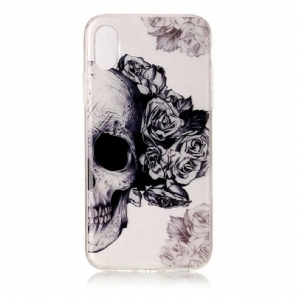 Hülle Für iPhone X / XS Transparenter Blumenschädel