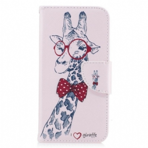 Lederhüllen Für iPhone X / XS Nerdige Giraffe