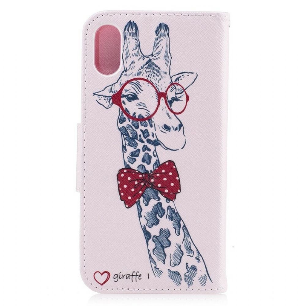 Lederhüllen Für iPhone X / XS Nerdige Giraffe