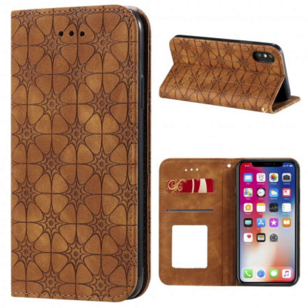 Schutzhülle Für iPhone X / XS Flip Case Barockblumen