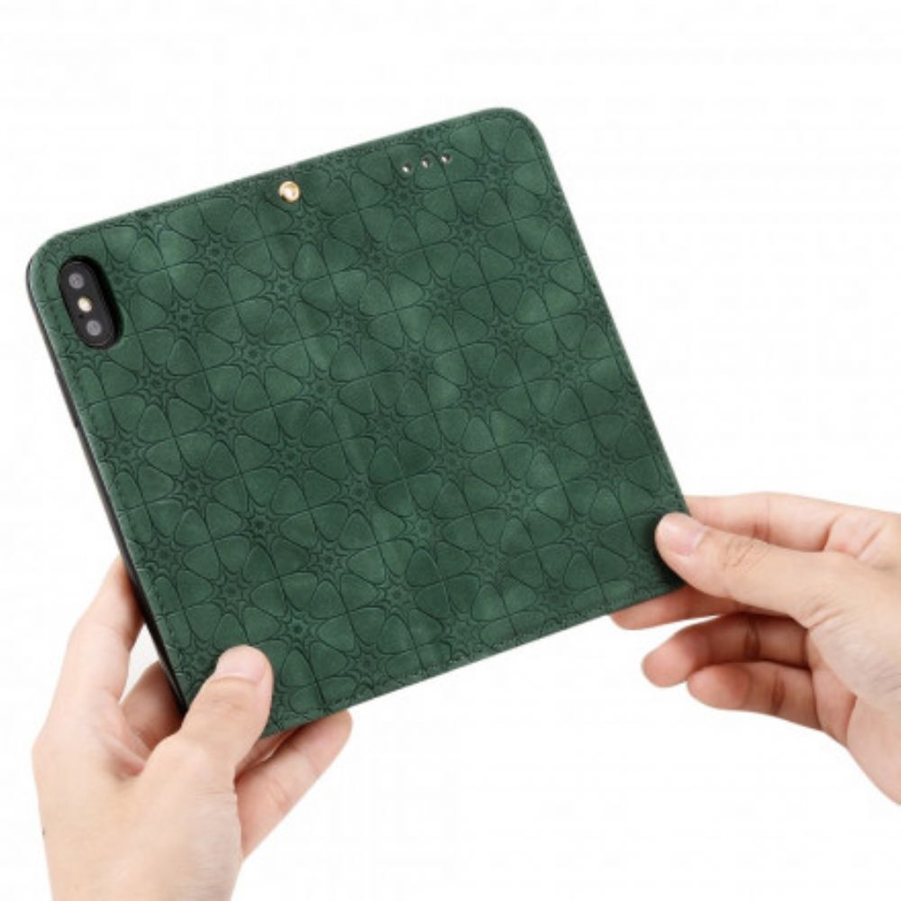 Schutzhülle Für iPhone X / XS Flip Case Barockblumen