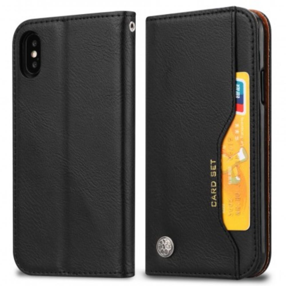 Schutzhülle Für iPhone X / XS Flip Case Kartenetui Aus Kunstleder