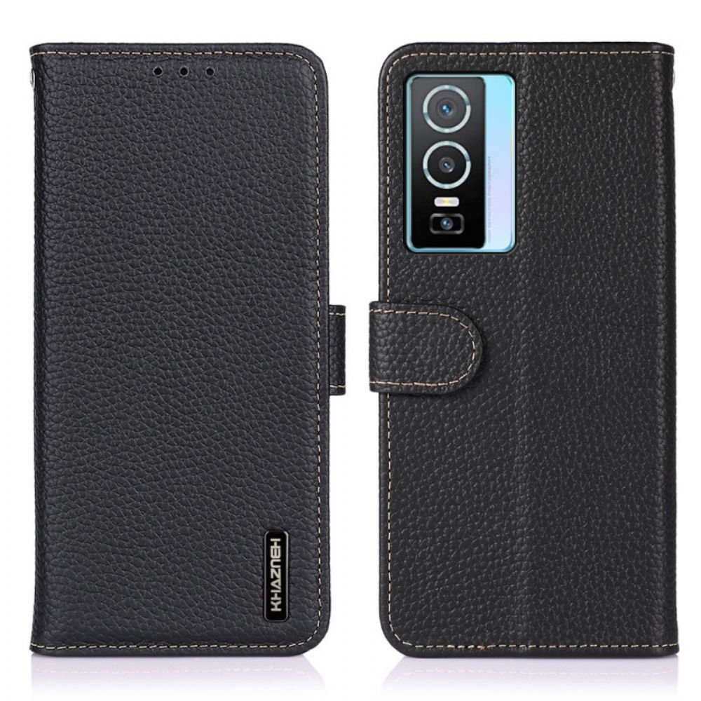 Flip Case Für Vivo Y76 5G Khazneh Litschi-leder