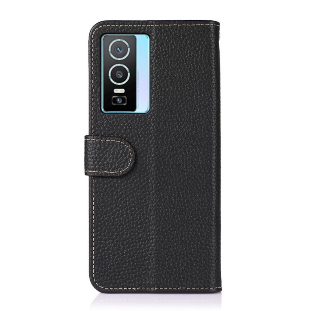 Flip Case Für Vivo Y76 5G Khazneh Litschi-leder