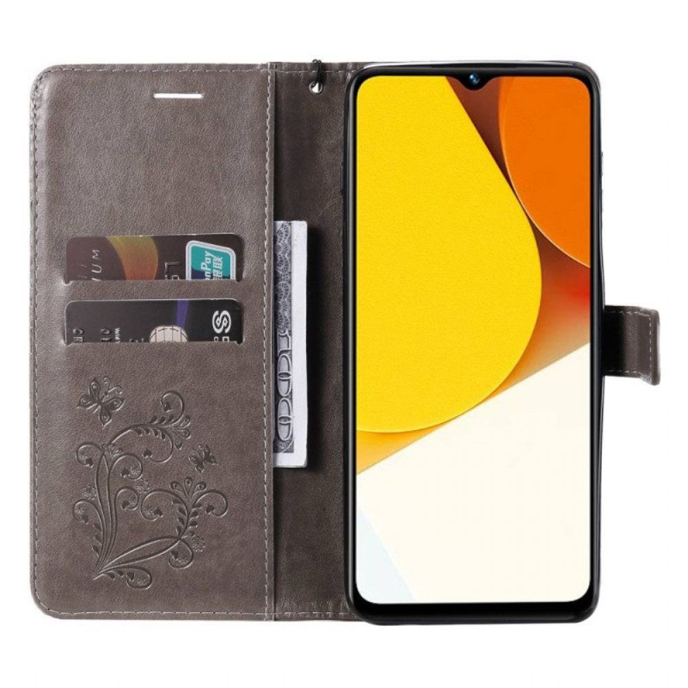 Flip Case Für Vivo Y22s Mit Kordel Riesige Riemenschmetterlinge