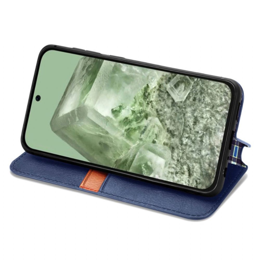 Flip Case Google Pixel 8a Handyhülle Rautenmuster In Wildlederoptik