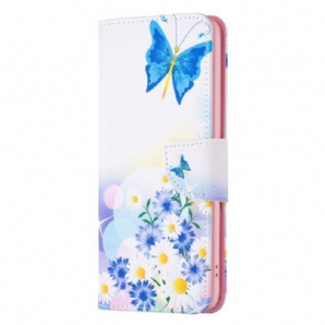 Lederhüllen Für Google Pixel 8a Schmetterlinge Und Blumen Aquarell