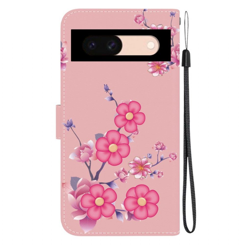 Lederhüllen Google Pixel 8a Handyhülle Sakura Mit Riemen