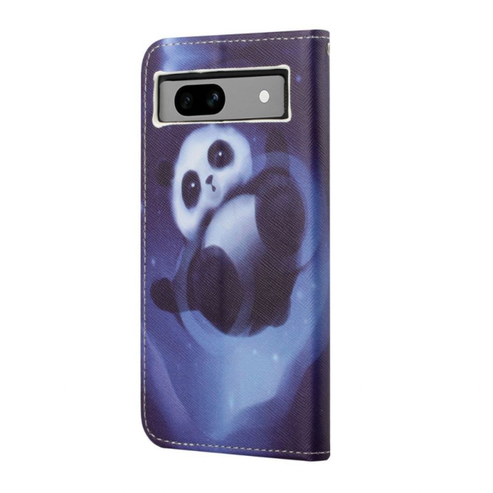 Lederhüllen Google Pixel 8a Handyhülle Space Panda Mit Riemen