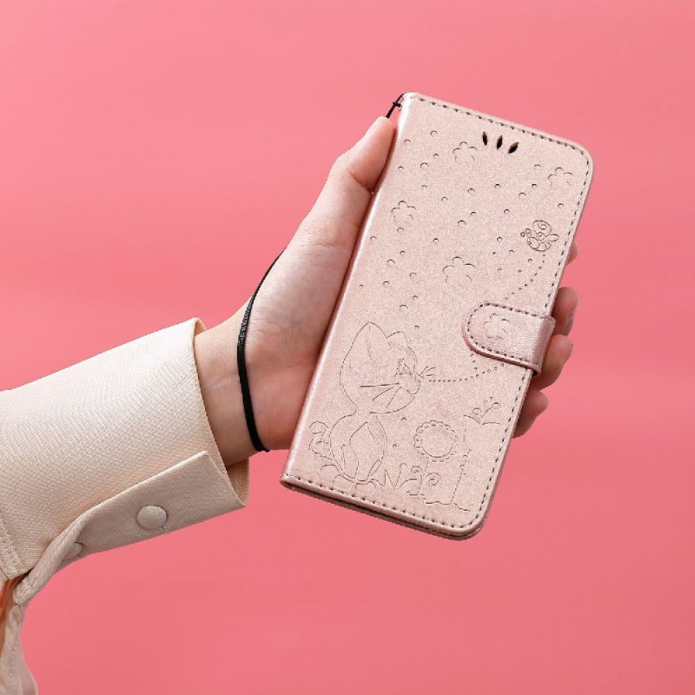 Flip Case Für Samsung Galaxy S10e Mit Kordel Katze Und Biene Mit Riemen