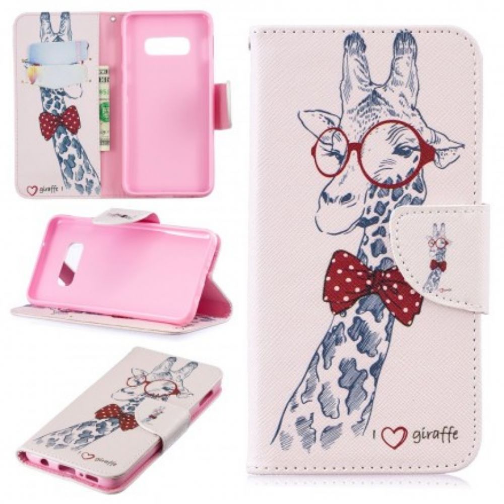 Flip Case Für Samsung Galaxy S10e Nerdige Giraffe