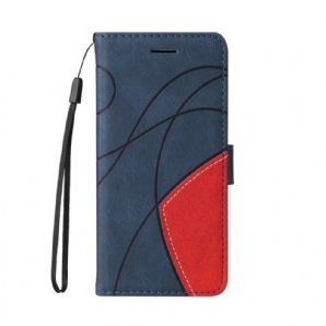 Flip Case Für Samsung Galaxy S10e Signatur Zweifarbiges Kunstleder