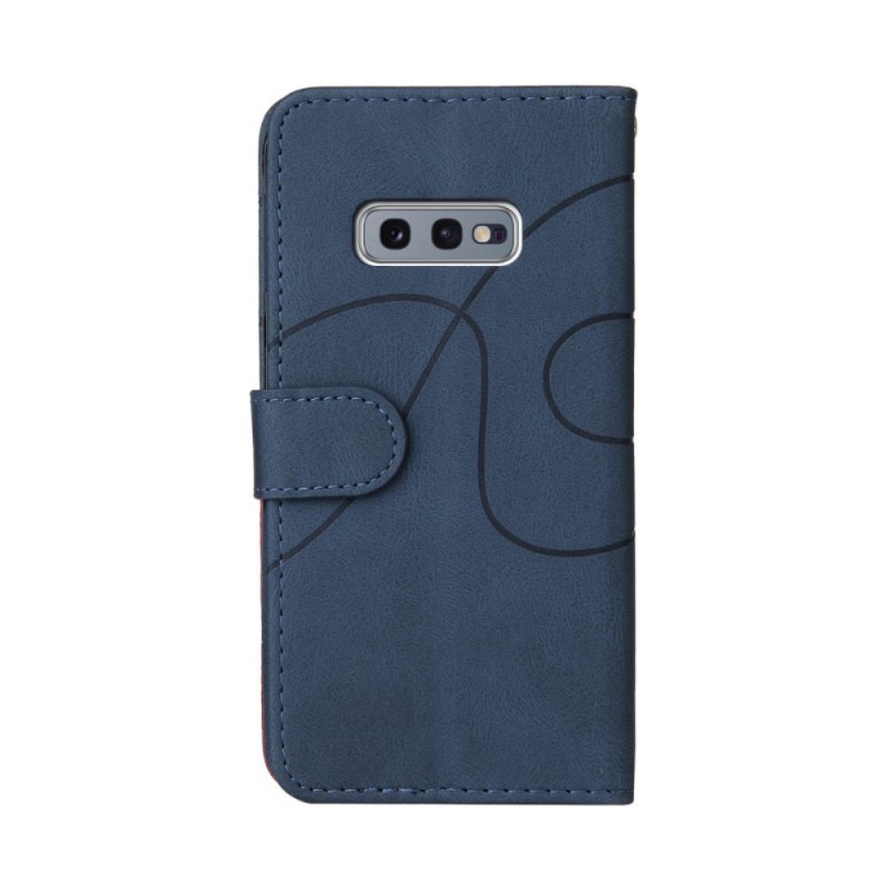 Flip Case Für Samsung Galaxy S10e Signatur Zweifarbiges Kunstleder