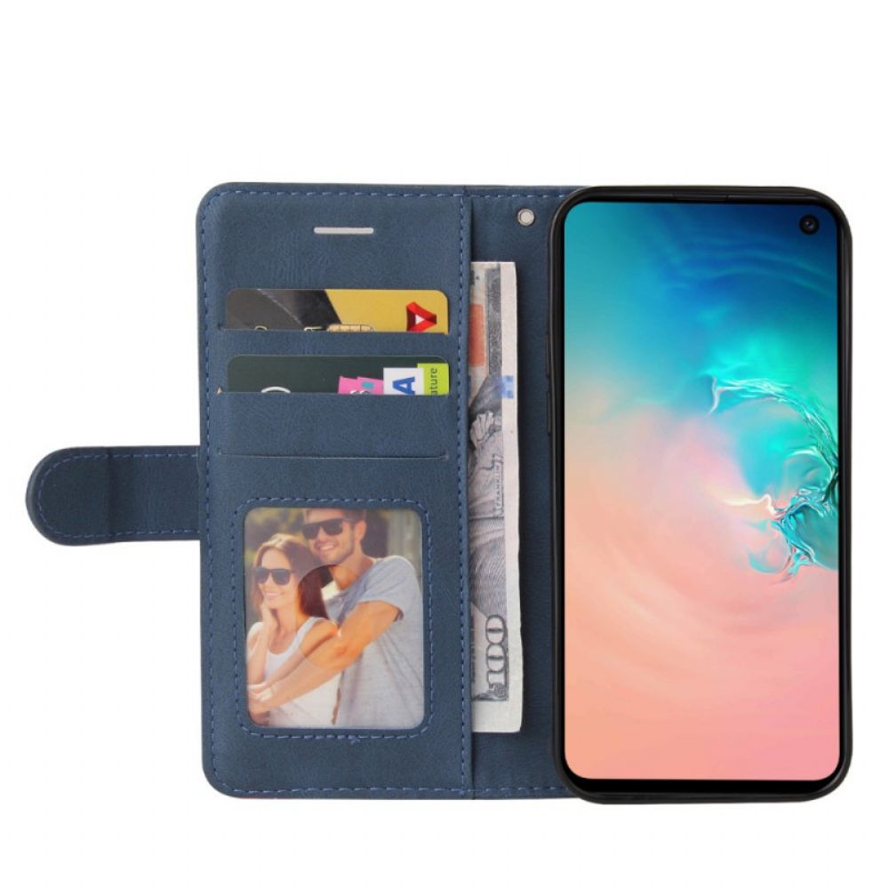 Flip Case Für Samsung Galaxy S10e Signatur Zweifarbiges Kunstleder