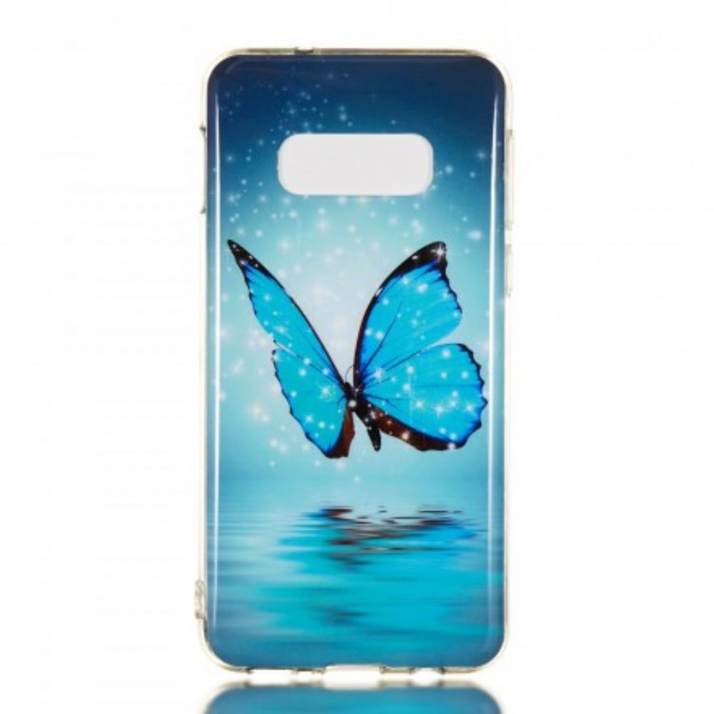 Hülle Für Samsung Galaxy S10e Fluoreszierender Blauer Schmetterling