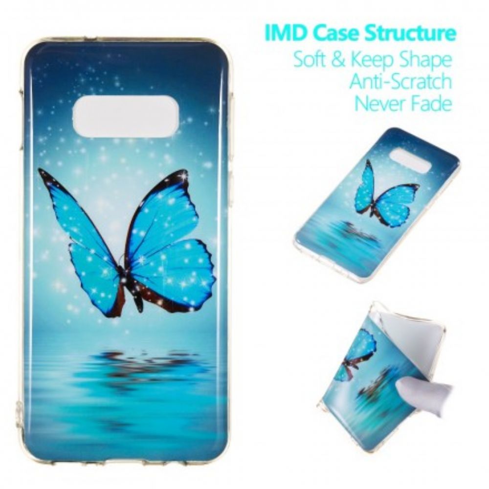 Hülle Für Samsung Galaxy S10e Fluoreszierender Blauer Schmetterling