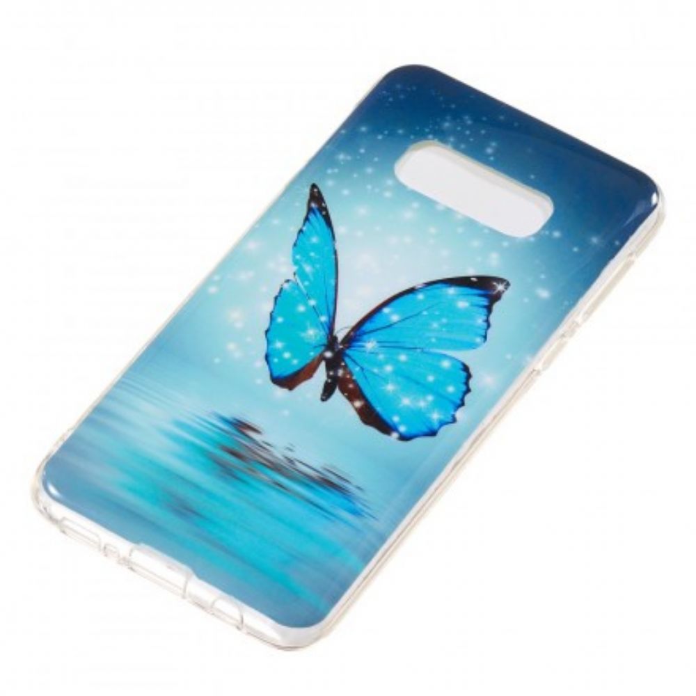 Hülle Für Samsung Galaxy S10e Fluoreszierender Blauer Schmetterling