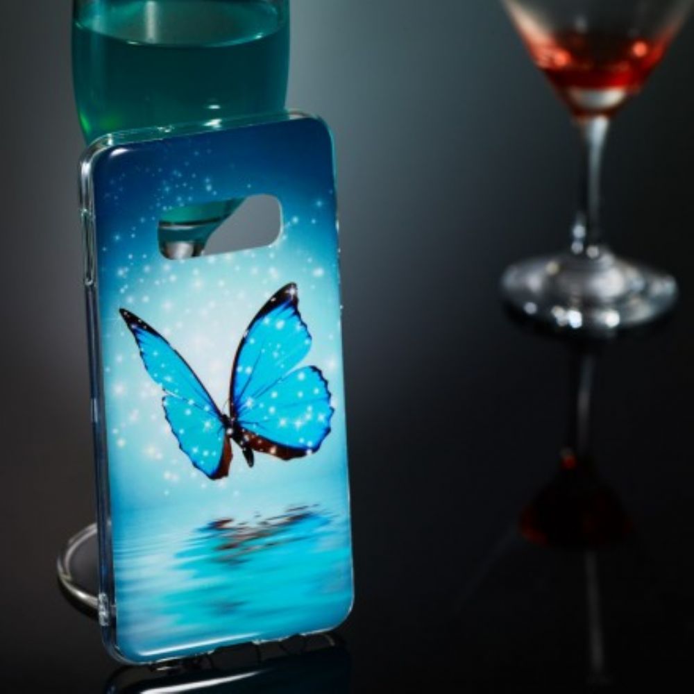 Hülle Für Samsung Galaxy S10e Fluoreszierender Blauer Schmetterling