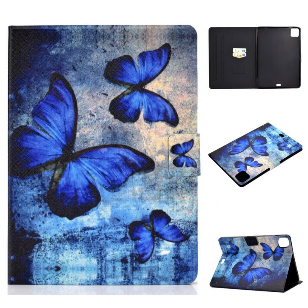 Flip Case Für iPad Air (2024) Blaue Schmetterlinge