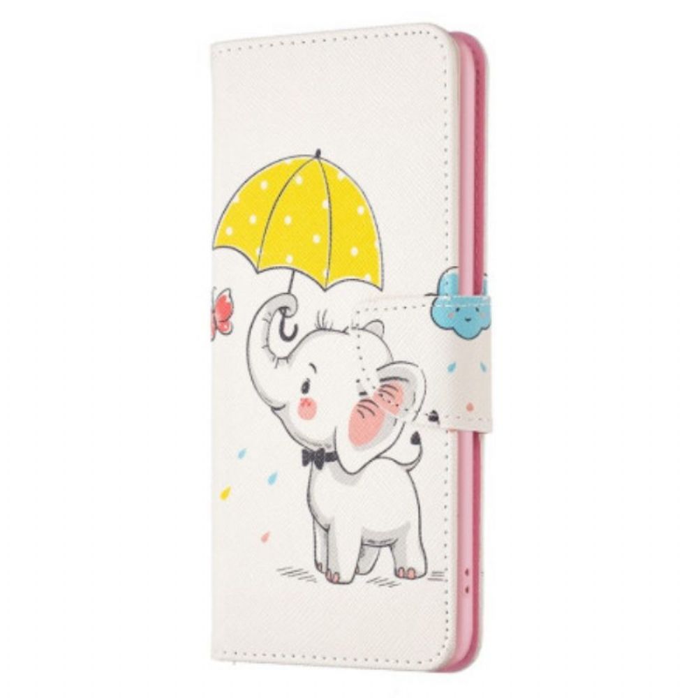 Flip Case Für Samsung Galaxy A14 / A14 5G Elefant Im Regen