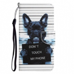 Flip Case Für Samsung Galaxy A14 / A14 5G Mit Kordel Hund Nicht Berühren Mit Lanyard